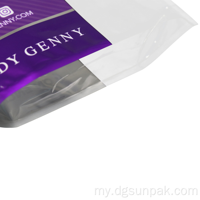 အဝတ်အစားပုံနှိပ်ထားတဲ့ပလပ်စတစ် aluminized clear packaging bag အိတ်